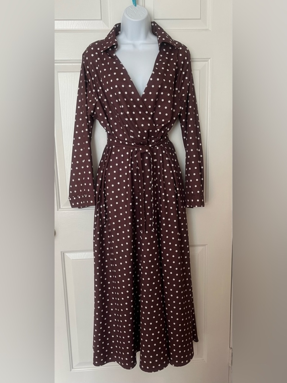 Women's Brown Polka Dot Wrap Dress